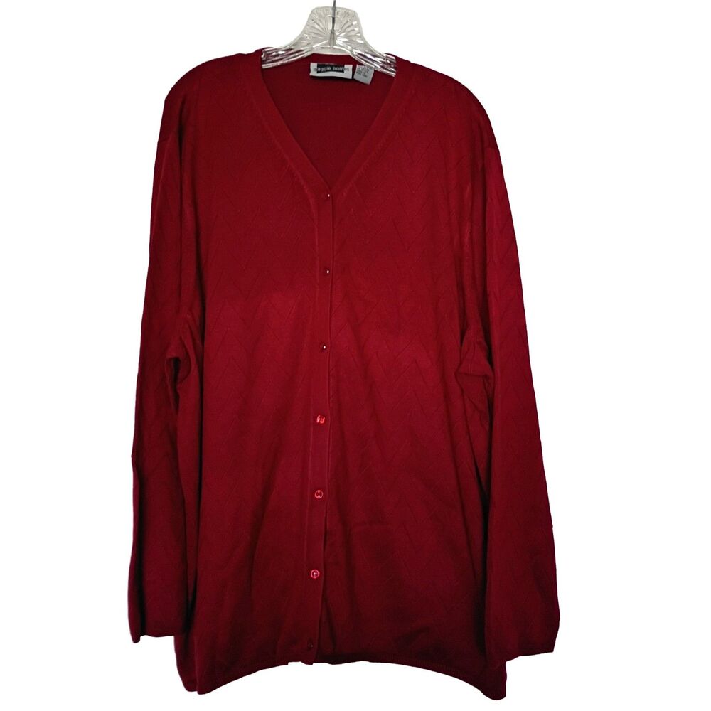 Maggie Barnes Red Chevron Texture Cardigan 4XL